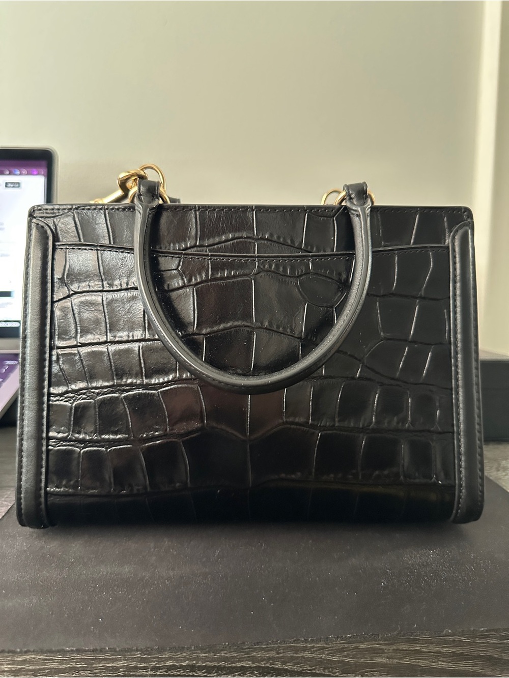 Coach Margot Croc-Embossed Leather Satchel with Gold Hardware - Picture 3 of 5